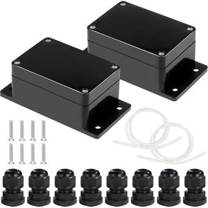 Aansluitdoos IP65 waterdicht 2 stuks - 100 x 68 x 50 mm - opbouw verdeelkast - lege behuizing - natte ruimtes - elektrische kast .