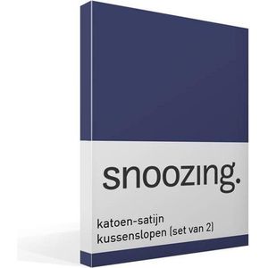 Snoozing - Katoen-satijn - Kussenslopen - Set van 2 - 40x60 cm - Navy