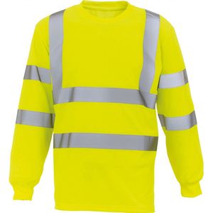 T-shirt Unisex S Yoko Ronde hals Lange mouw Hi Vis Yellow 100% Polyester