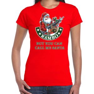 Fout Kerstshirt / Kerst t-shirt Rambo but you can call me Santa rood voor dames - Kerstkleding / Christmas outfit S