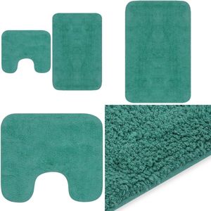 vidaXL Badmattenset stof turquoise 2-delig - Badmattenset - Badmattensets - Badmat - Badmatten