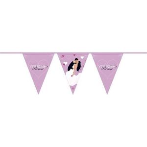 Bruiloft slingers vlaggetjes - You and me forever - 600 cm - huwelijk vlaggenlijnen / feestartikelen versiering