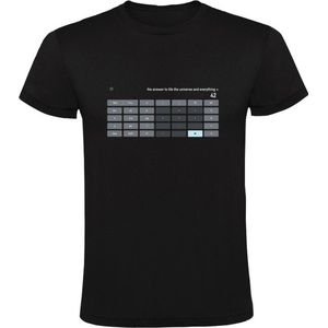 The answer to life the universe Heren T-shirt - rekenmachine - rekenen - universum