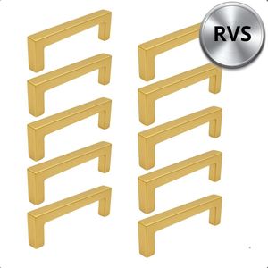 Handgreep Goud RVS 160 MM Dallas - 10 Stuks - Handgrepen keukenkastjes - Handgrepen voor deurtjes - Handgrepen Kast - Handgreep keukenkastjes - Handgreep kast - Meubelbeslag - Keukengreep - deurgreep Goud