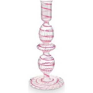 Candle Holder Glass Swirl Pink S 20cm