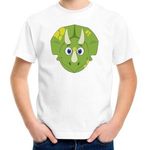 Cartoon dino t-shirt wit voor jongens en meisjes - Kinderkleding / dieren t-shirts kinderen 134/140
