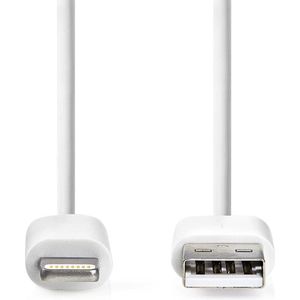 Nedis Lightning Kabel - USB 2.0 - Apple Lightning 8-Pins - USB-A Male - 480 Mbps - Vernikkeld - 3.00 m - Rond - PVC - Wit - Doos