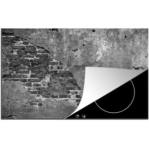 Inductie beschermer - Baksteen - Beton print - Cement - Zwart wit - Betonlook - Inductie fornuis - Kookplaat - Inductie mat - 76x51 cm - Afdekplaat voor kookplaat