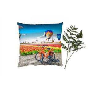 Sierkussens - Kussentjes Woonkamer - 40x40 cm - Luchtballon - Oranje - Tulpen