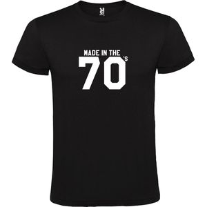 Zwart T shirt met print van "" Made in the 70's / gemaakt in de jaren 70 "" print Wit size S