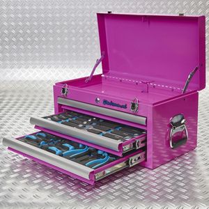 Datona® Gereedschapskist drie lades - 2 lades gevuld - paars - Paars