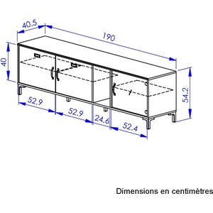 Diagone- TV Meubel tv-meubel Manchester | x 41 x 55 | Helvezia Oak-design - 190cm - Antraciet