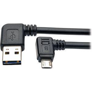 Tripp-Lite UR05C-003-RARB Dedicated Reversible USB Charging Cable (Left / Right Angle Reversible A to Right Angle 5-Pin Micro B) Black, 3-ft. TrippLite