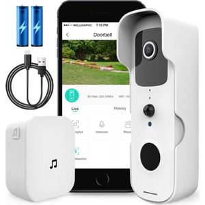 Video Deurbel Camera IP65 Waterdichte Intercom Nachtzicht 1080P PIR Bewegingsdetectie Draadloze WiFi Smart Deurbel Ring met Gratis APP