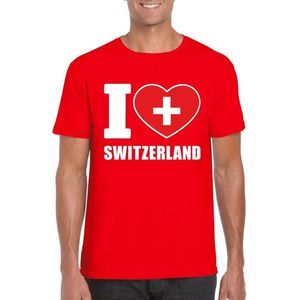 Rood I love Zwitserland/ Switzerland supporter shirt heren - Zwitsers t-shirt heren L