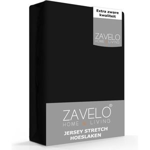 Zavelo® Jersey Hoeslaken Zwart - 2-persoons (140x200 cm) - Hoogwaardige Kwaliteit - Rondom Elastisch - Perfecte Pasvorm