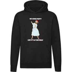 We gonna party like it's my birthday | Kerst | feestdag | Jezus | Christmas | xmas | Sneeuw | feest | verjaardag | Unisex | Trui | Sweater | Hoodie | Capuchon | Zwart