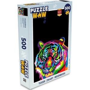 Puzzel Tijger - Zwart - Regenboog - Legpuzzel - Puzzel 500 stukjes