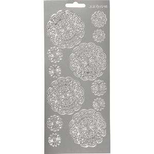 Stickers, bloemen, 10x23 cm, zilver, 1 vel