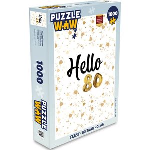 Puzzel Feest - 80 Jaar - Glas - Legpuzzel - Puzzel 1000 stukjes volwassenen