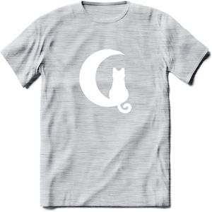 Nacht Wacht - Katten T-Shirt Kleding Cadeau | Dames - Heren - Unisex | Kat / Dieren shirt | Grappig Verjaardag kado | Tshirt Met Print | - Licht Grijs - Gemaleerd - 3XL