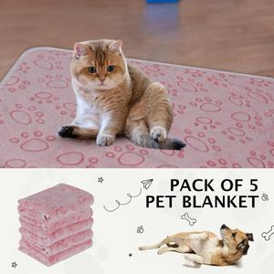 huisdierdeken voor hond of kat, zachte afwerking, zware winterdeken, fleece deken gezellig kattenbed, 5 stuks , 60 cm x 40cm