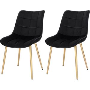 Eetkamerstoelen - Set van 2 - Velvet - Ergonomisch - Zwart - 46.5x42x82 cm