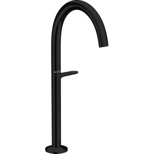 Axor One ééngreeps hoge wastafelkraan met push open garnituur 35,1 cm, mat zwart