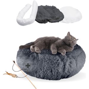 AdomniaGoods - Stevige hondenmand - Luxe kattenmand - Antislip kattenkussen - Afneembare hoes - Goed gevuld - Stevig strak design! - Donker grijs 50cm
