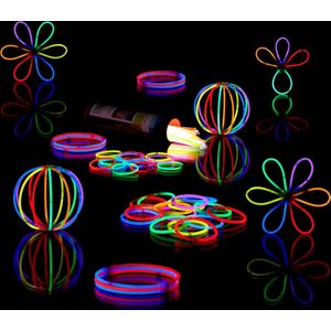 Relaxdays glowsticks 100 stuks - met verbindingen - lightsticks - glow sticks