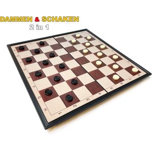 Schaakset en damset 2in1 - schaakbord en dambord - Magnetisch Schaakset 36CM