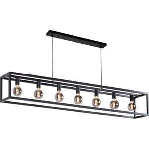 Moderne grote hanglamp | 7 lichts | zwart | metaal | 170 cm breed | eetkamer / eettafel lamp | modern / sfeervol design