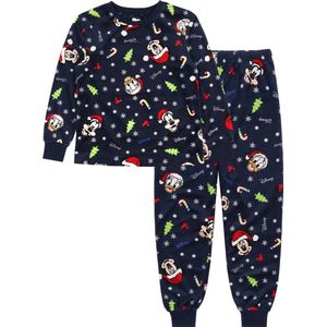 DISNEY Mickey Mouse - Kerstpyjama voor kinderen, velours, marineblauw / 92