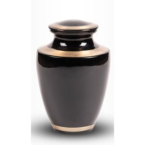 Crematie urn | Messing urn groot zwart met goud | Urn voor volwassenen | 3.7 liter