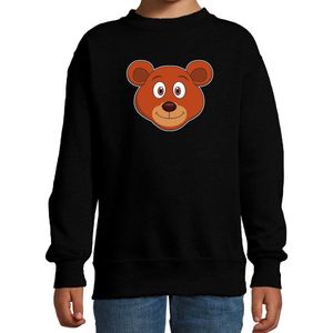 Cartoon beer trui zwart voor jongens en meisjes - Kinderkleding / dieren sweaters kinderen 110/116