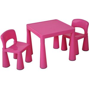 Kindertafel en stoeltjes - Roze - 2 stoelen - Speeltafel