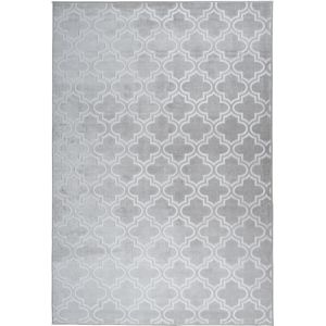 Vloerkleed, laagPIN, Marokkaans patroon, zijdeachtige glans, dun, zacht, voor woonkamer, slaapkamer, loper, met antislip, lichtgrijs, kleur: grijs, afmeting: 80 x 150 cm
