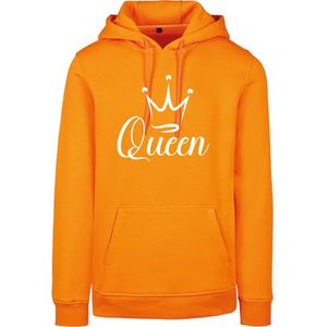 Hoodie Queen-Oranje - Wit-XL