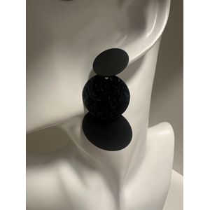 Getextureerde ronde zwarte oorbellen | Moederdag | Verjaardagscadeau| Cadeautje| Valentijnsdag| Kado | sieraden | vaderdag | oorbellen | oorsieraden