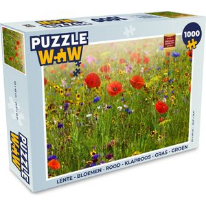 Puzzel Lente - Bloemen - Rood - Klaproos - Gras - Groen - Legpuzzel - Puzzel 1000 stukjes volwassenen