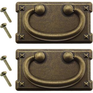 Vintage Rechthoek Pull Handgrepen Antieke Brons Zinklegering - 2 Stuks Washing Machine