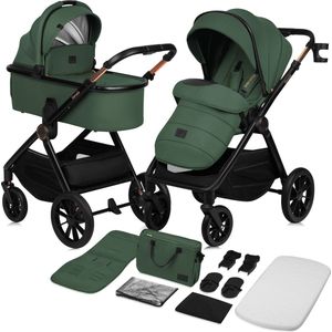 Lionelo Layla - Kinderwagen 2in1 - XXL SET - Veelzijdig en jaarrond - Grote wielen - Bediening met een hand - Voor alle soorten terrein - Accessoireset