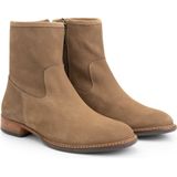 Mysa Susana Suede - Dames Leren Enkellaarzen - Nette schoenen vrouwen - Taupe Suede Leer