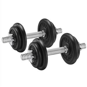 Dumbbell - Dumbbells - Dumbells set - Sport Gewichten - Gewichten - Halterset - Halters - Gietijzer - 19.9 kg - Zwart - Zilver - 35 x 14 cm