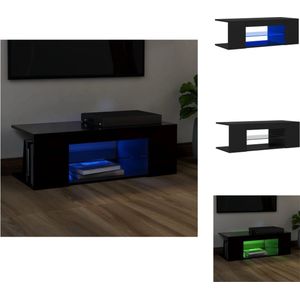 vidaXL Tv-meubel - LED-verlichting - Hifi-kast - 90x39x30 cm - zwart - bewerkt hout - Kast