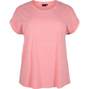 ZIZZI VAVA, S/S, LOOSE TEE Dames T-shirt - Coral - Maat L (50-52)