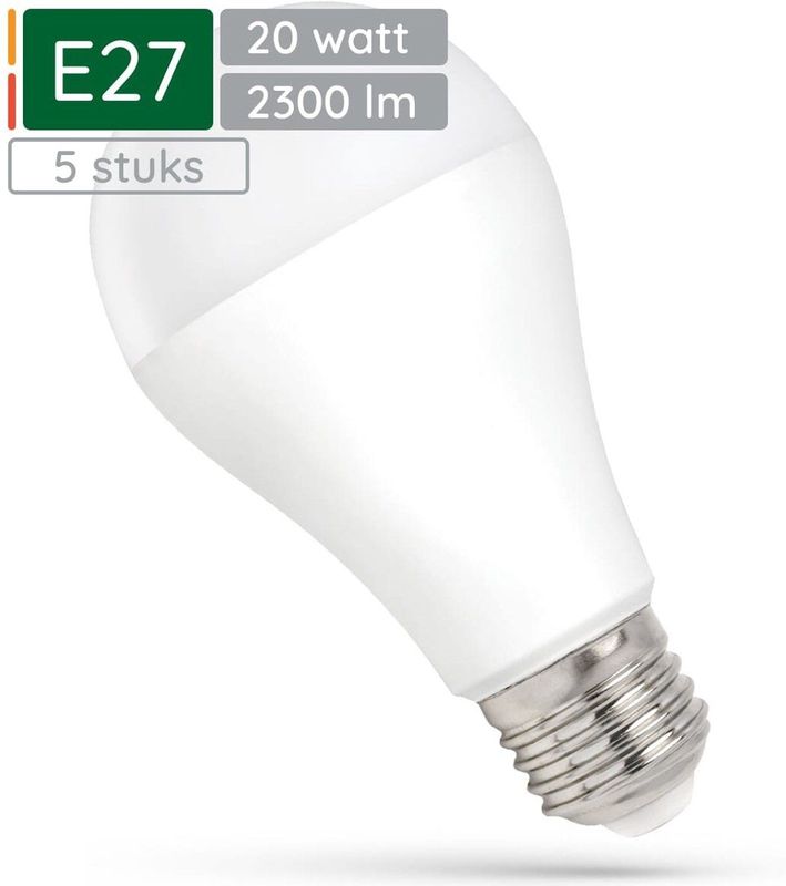 Spectrum LED Lamp E27 20W - 320V - 2300 Lumen - 3000K Warm wit - Gezellig licht - Energiezuinig - 5 stuks