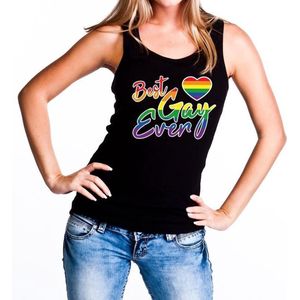 Best gay ever regenboog gaypride tanktop - zwart regenboog singlet voor dames - gaypride S