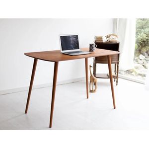 Minimalistisch Ovaal Walnoothouten Bureau tafel - Modern Handgemaakt Design 115 x 65 x 78- cm