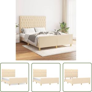 vidaXL Bedframe - Crèmekleurig - 140x200 cm Bed Frame - Tweepersoons Bed - Stof Bed - Creme Bed - VidaXL Bed